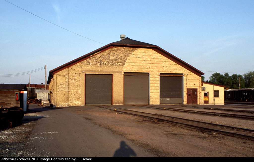 Shop building at sunset